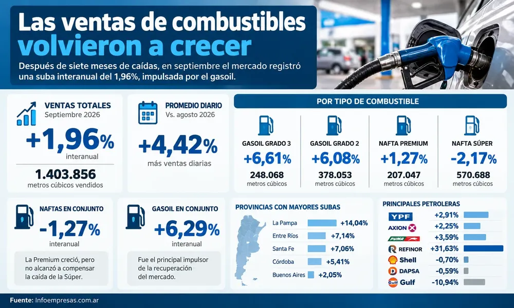 Infografía de ventas de combustibles en Argentina