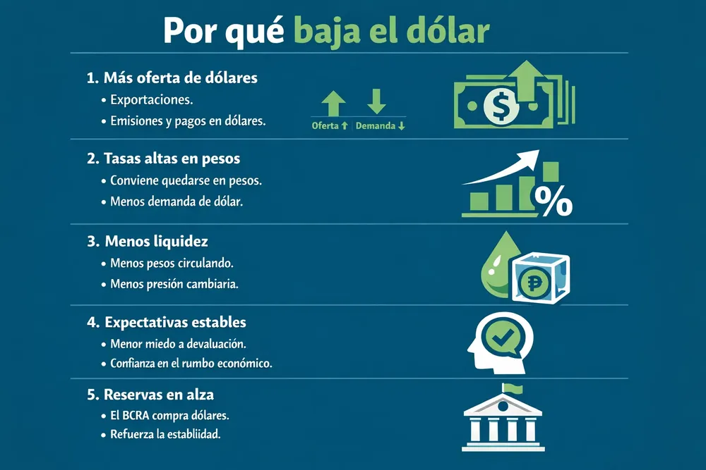 66.Por qué baja el dolar